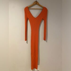 Sexy Fashion Nova Vibrant Orange Long Sleeve Dress